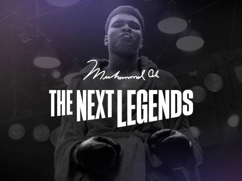 Muhammad Ali with text "The Next Legends"